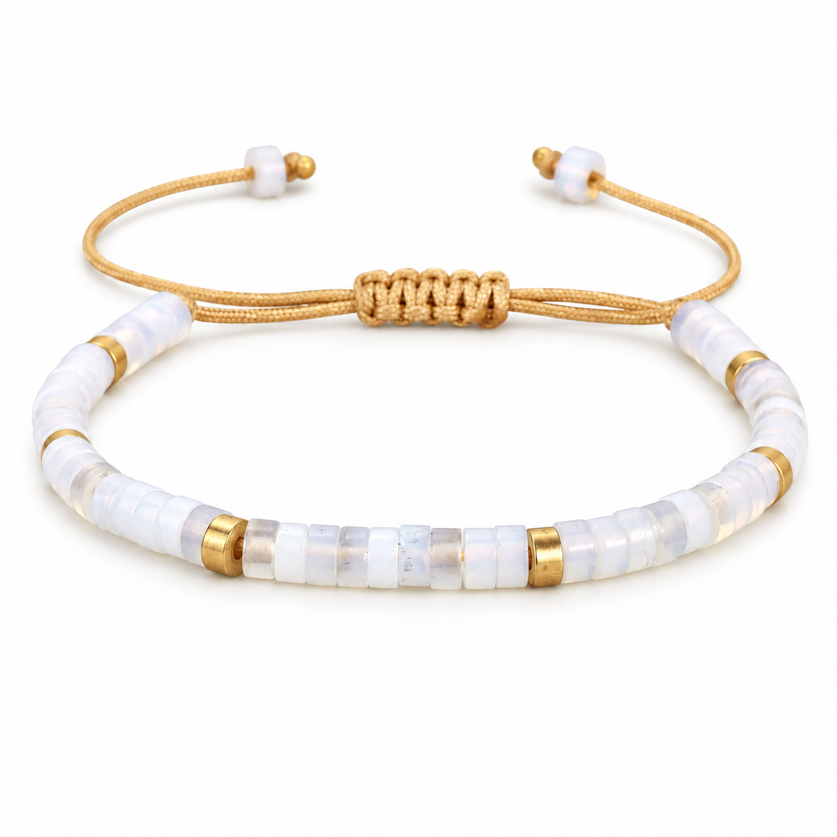 Nomad Natural Stone Heishi Bracelet Pearl White