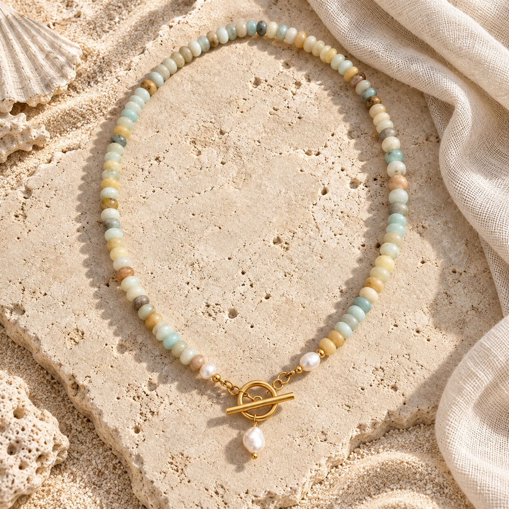 Maris Natural Stone & Freshwater Pearl Necklace