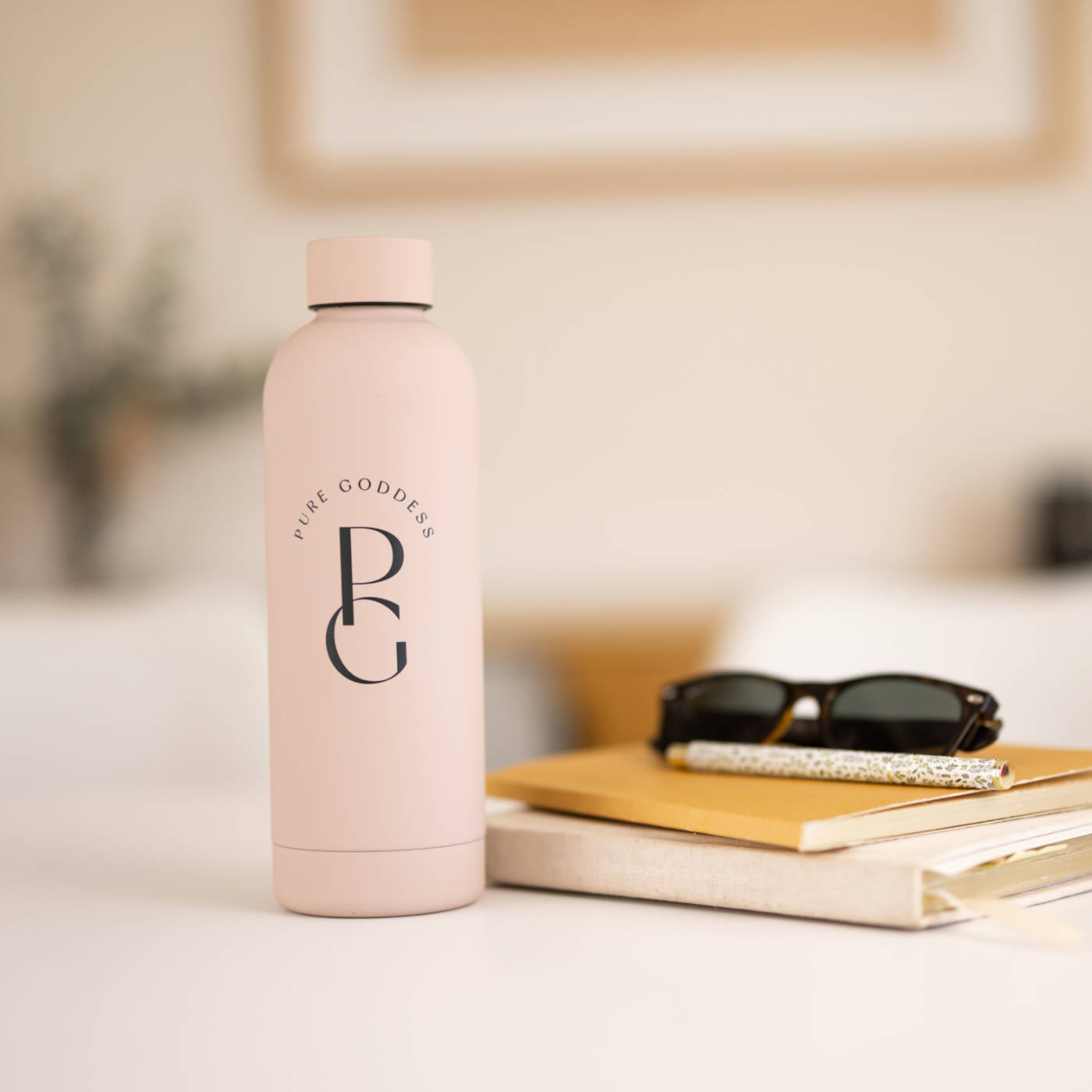 Metal Water Bottle in Cream -  Branded