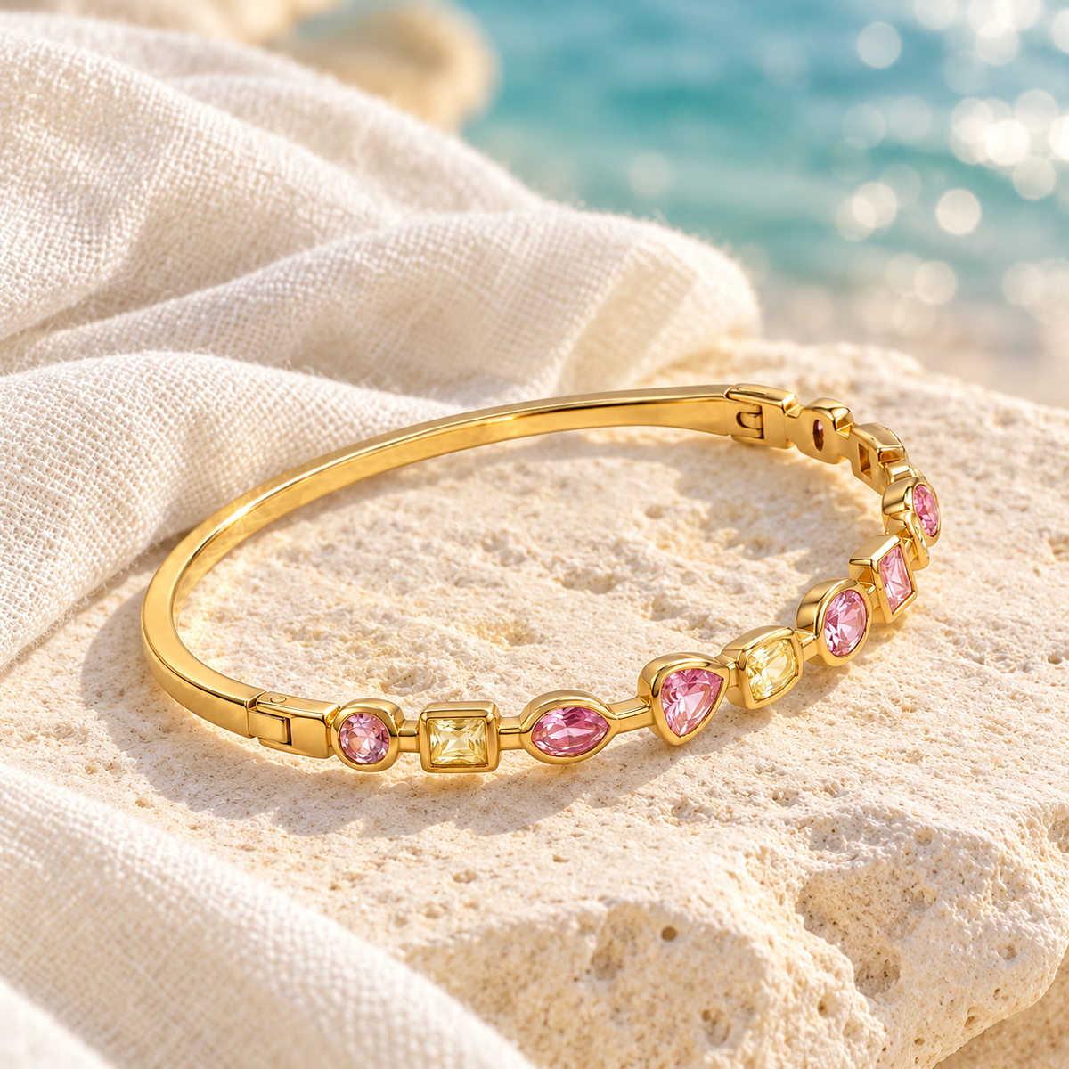 Soleil Blush & Champagne Zircon Bangle